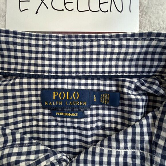 Polo Ralph Lauren Men Performance Gingham Button-Up Long-Sleeve Shirt Large Blue - Picture 3 of 8